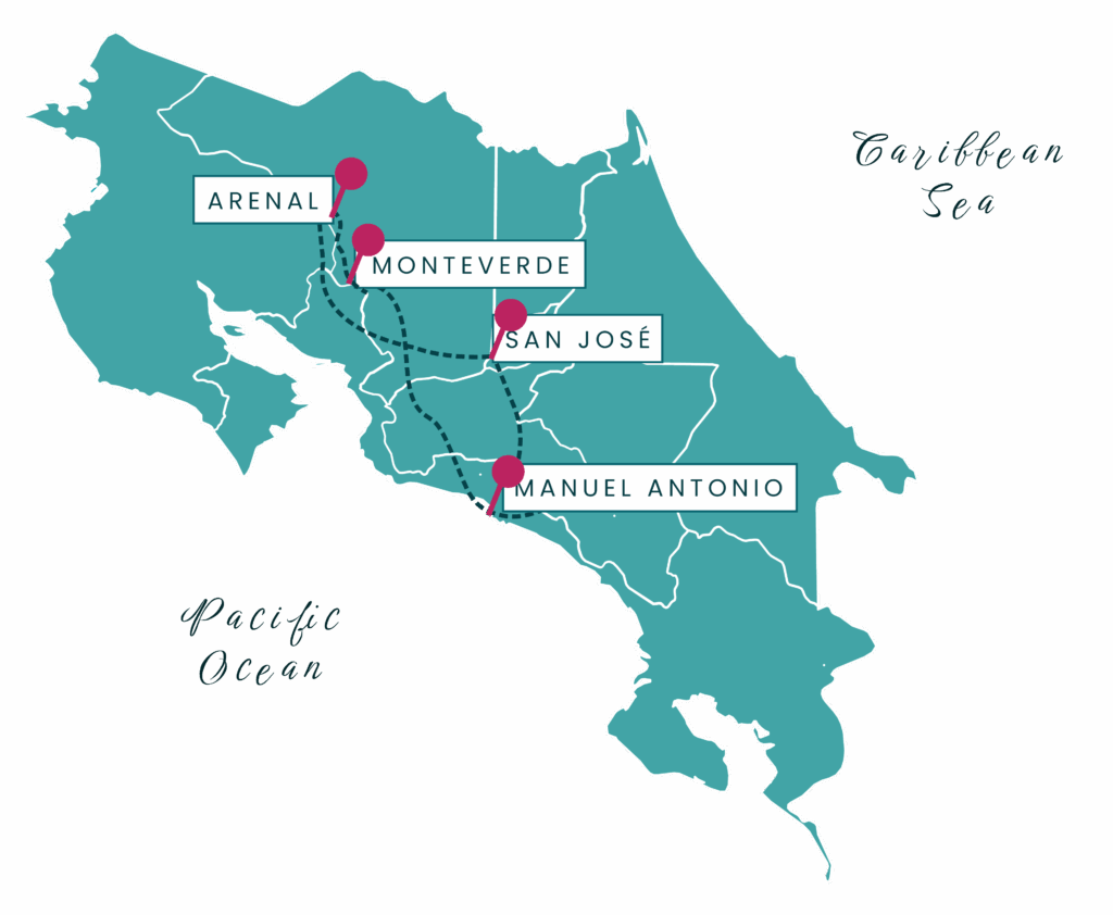 Costa Rica Map Flying Dolphin Tulu Travel