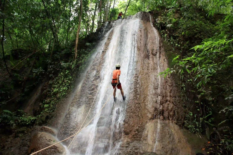 Waterfall rappelling